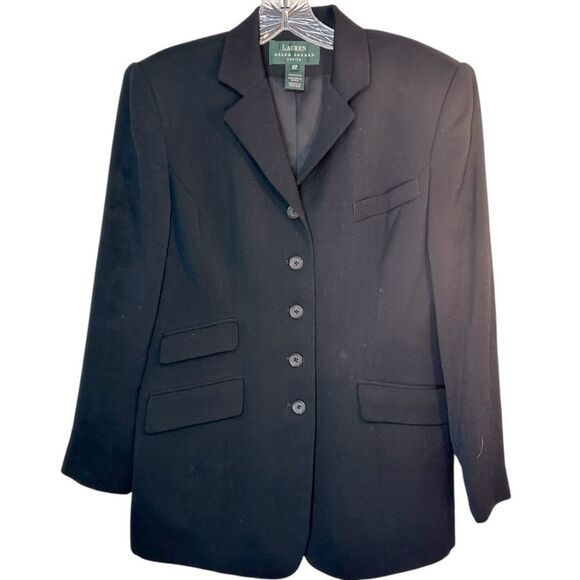 LAUREN RALPH LAUREN WOMANS BLAZER BLACK 10petite wool layer coat jacket suit